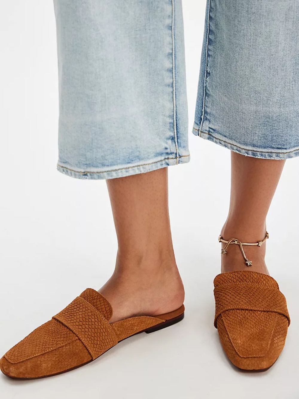 Free People NWOT At Ease Embossed Loafers Mules Sz 8